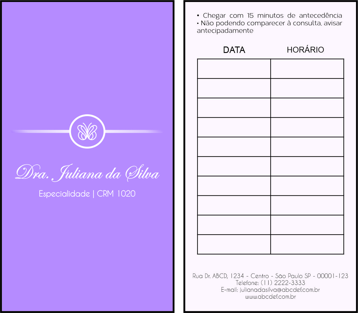 Cartão de Agendamento Endocrinologia Toronto