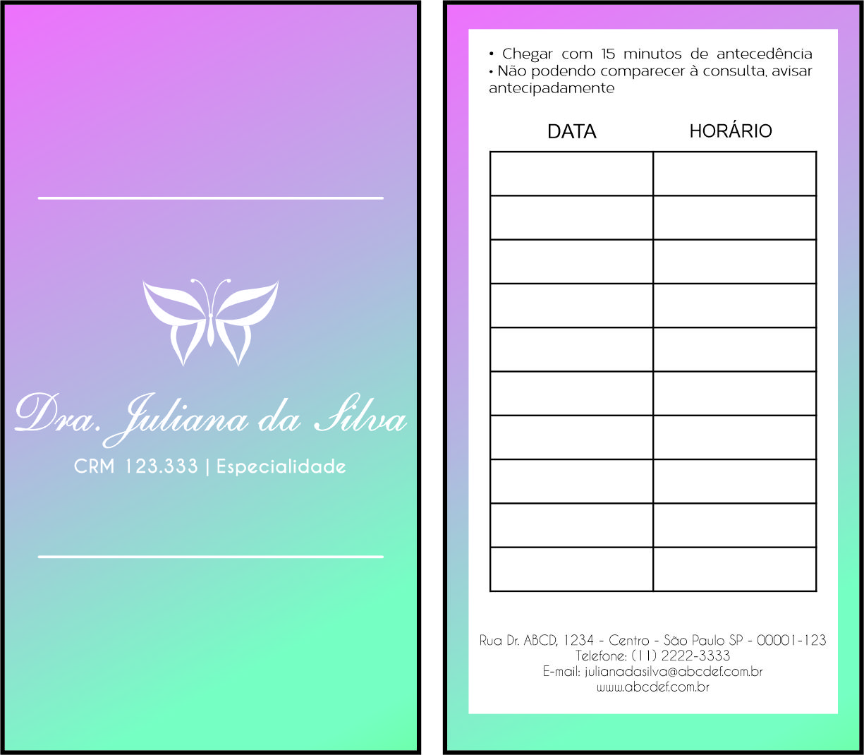 Cartão de Agendamento Endocrinologia Victoria