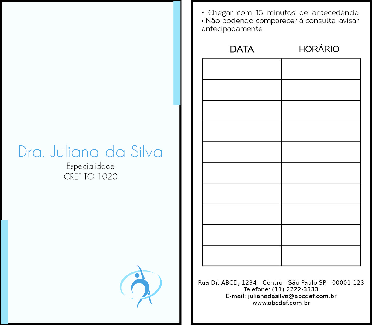 Cartão de Agendamento Fisioterapia Tripoli
