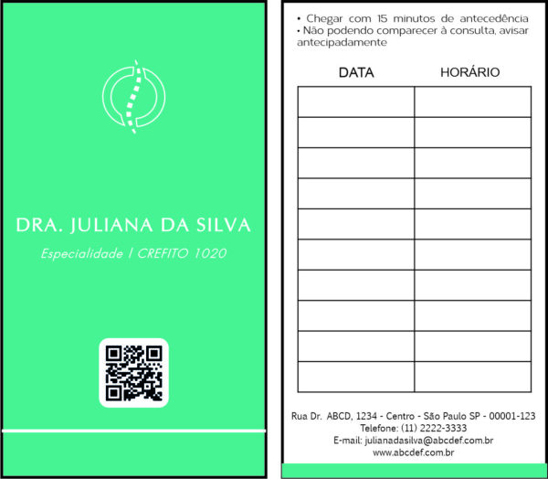 Cartão de Agendamento Fisioterapia Esparta Cartão de Agendamento Fisioterapia Esparta