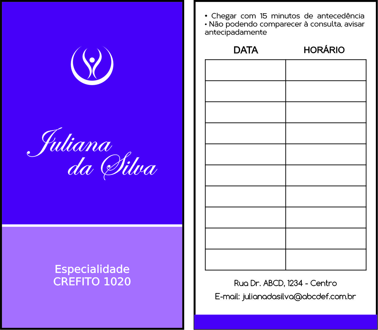 Cartão de Agendamento Fisioterapia Mileto