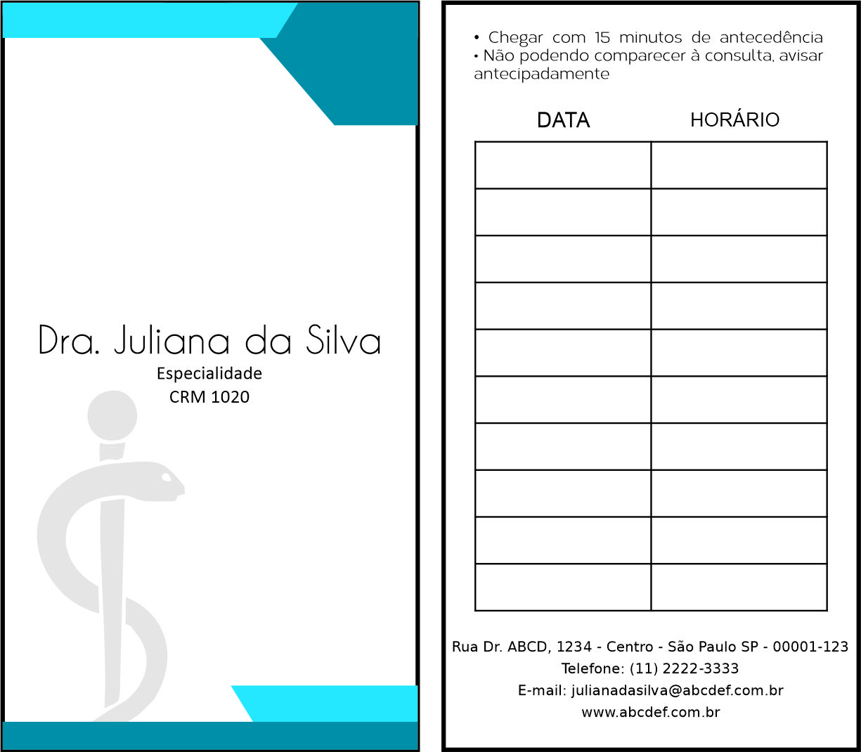 Cartão de Agendamento Clínica Geral Assiute