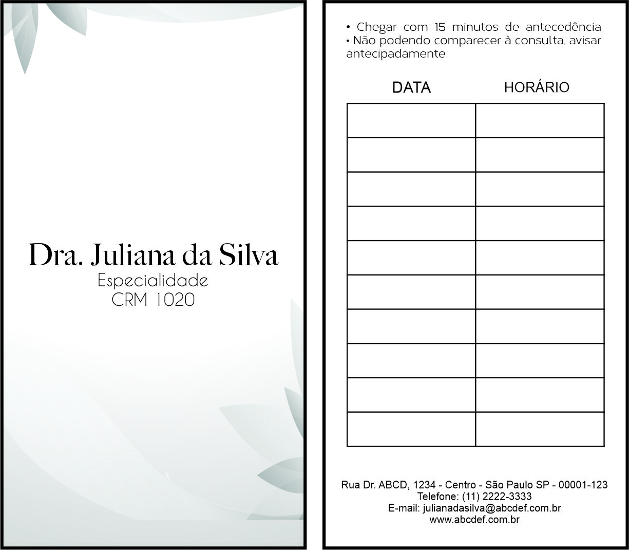 Cartão de Agendamento Clínica Geral Faium
