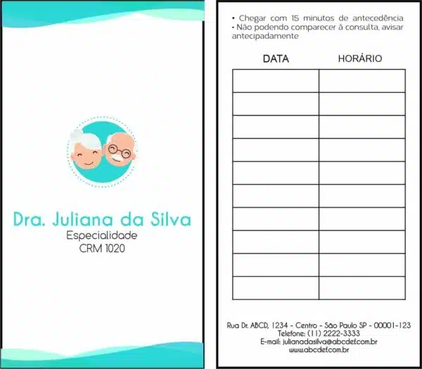Cartão de Agendamento Geriatria Sari