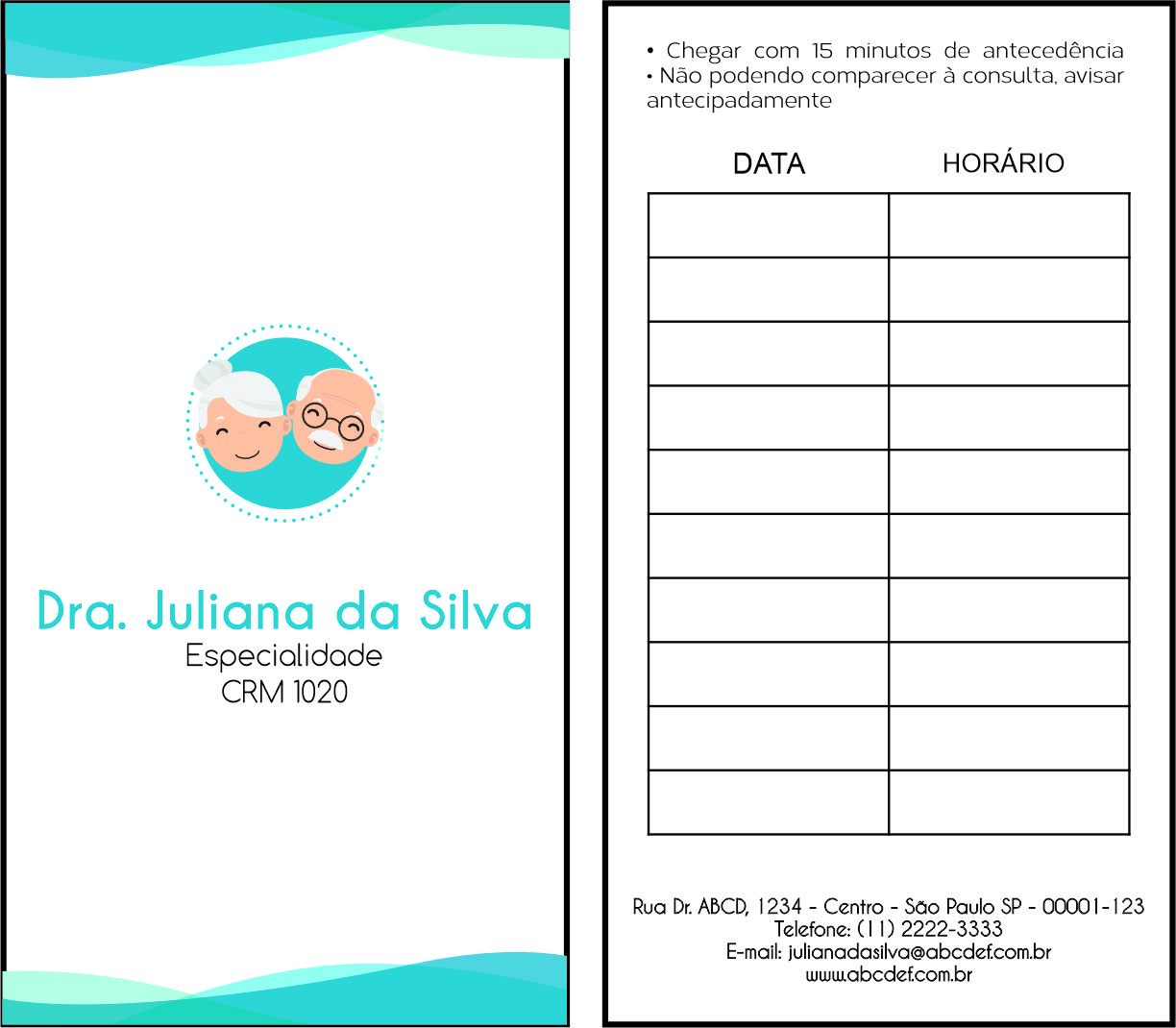 Cartão de Agendamento Geriatria Sari