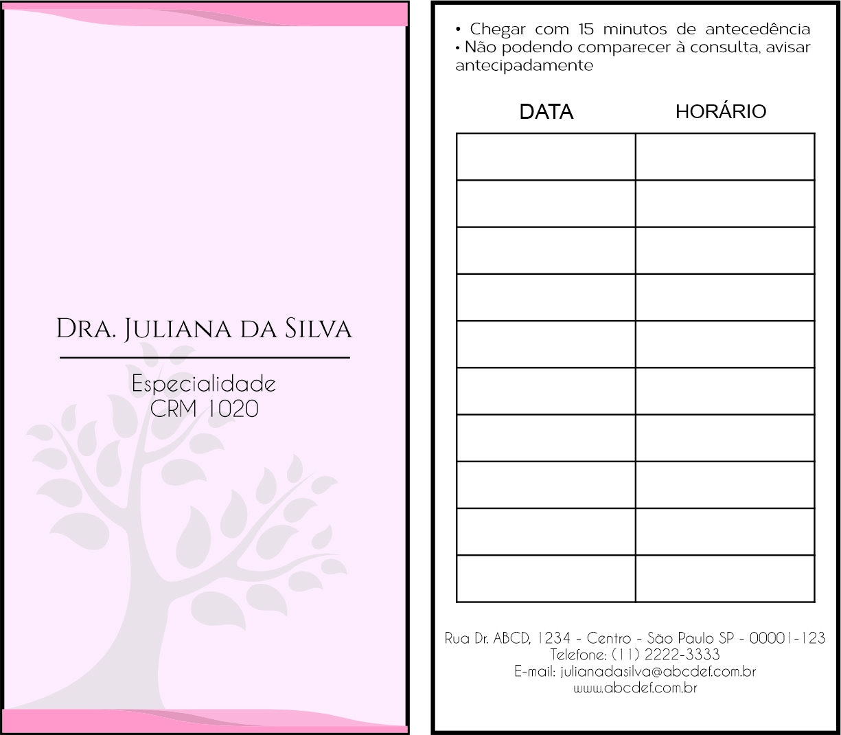 Cartão de Agendamento Geriatria Carmânia