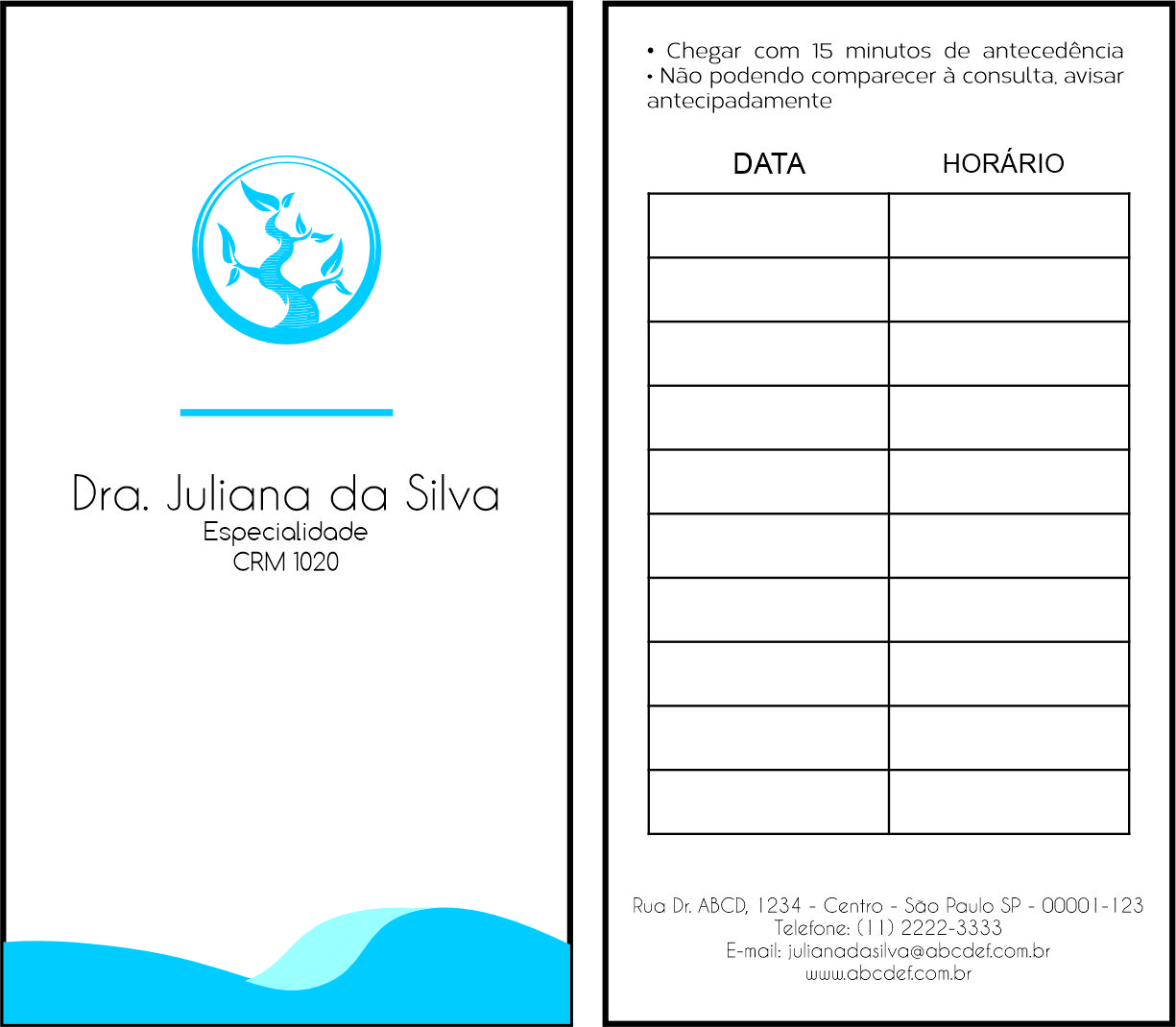 Cartão de Agendamento Geriatria Xiraz