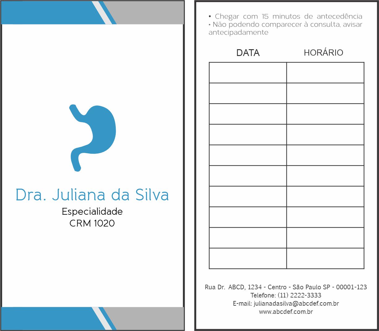 Cartão de Agendamento Gastroenterologia Samara