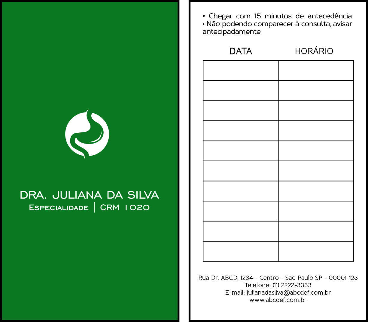 Cartão de Agendamento Gastroenterologia Omsk