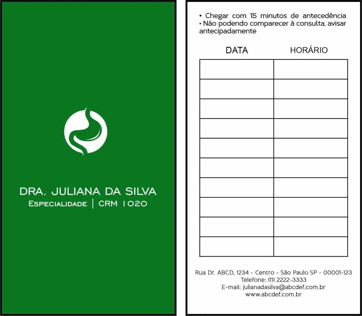 Cartão de Agendamento Gastroenterologia Omsk