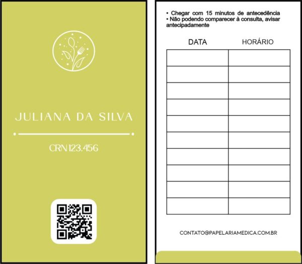 Cartão de Agendamento Nutricionista Salta