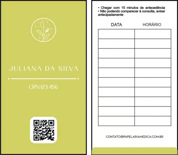 Cartão de Agendamento Nutricionista Salta