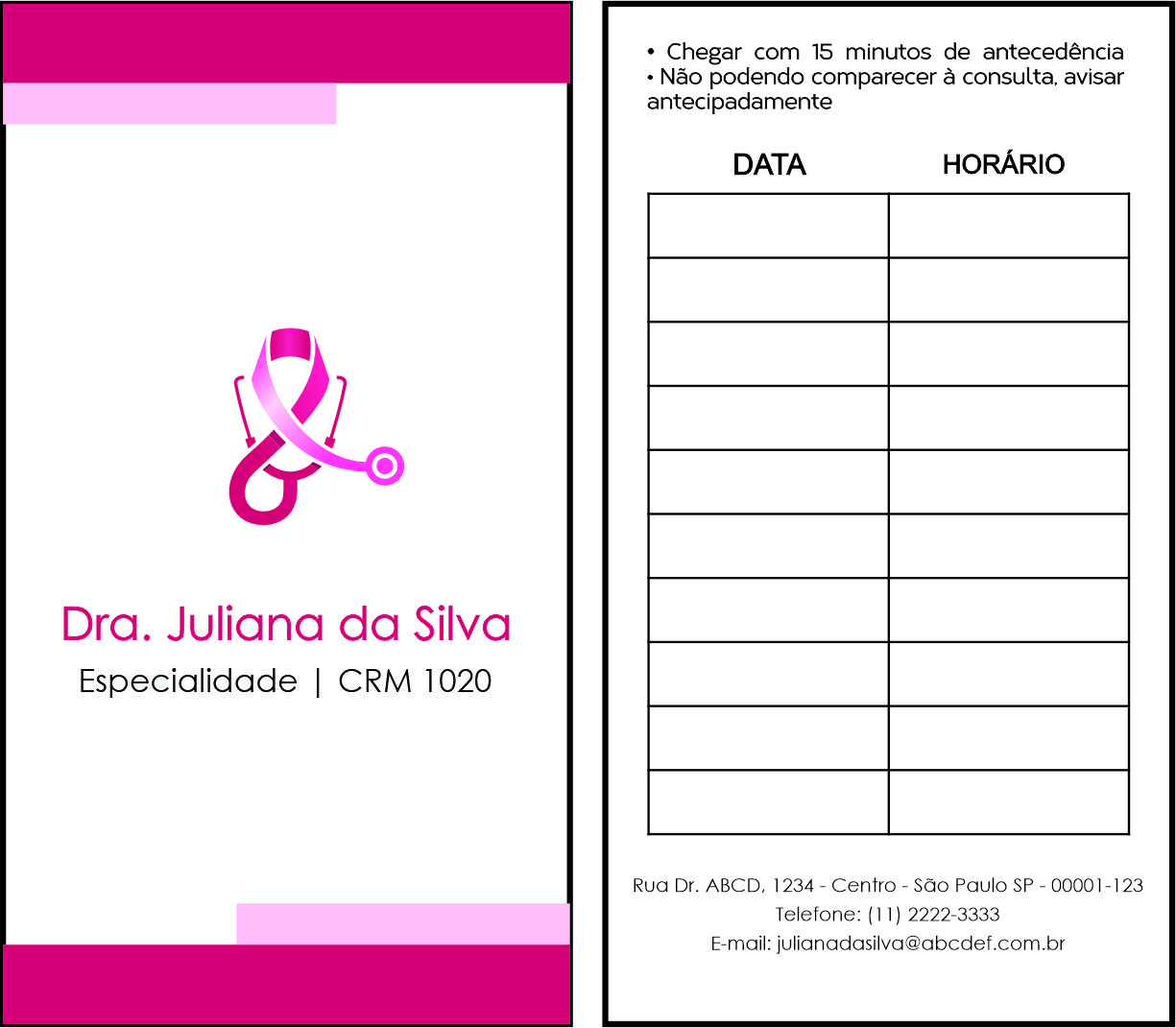 Cartão de Agendamento Oncologia Osaka
