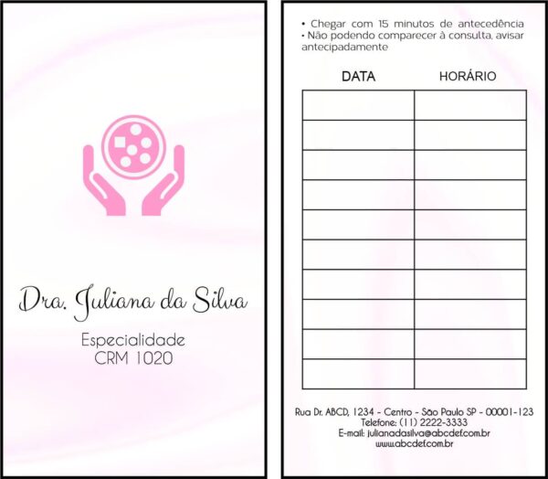 Cartão de Agendamento Oncologia Yokohama
