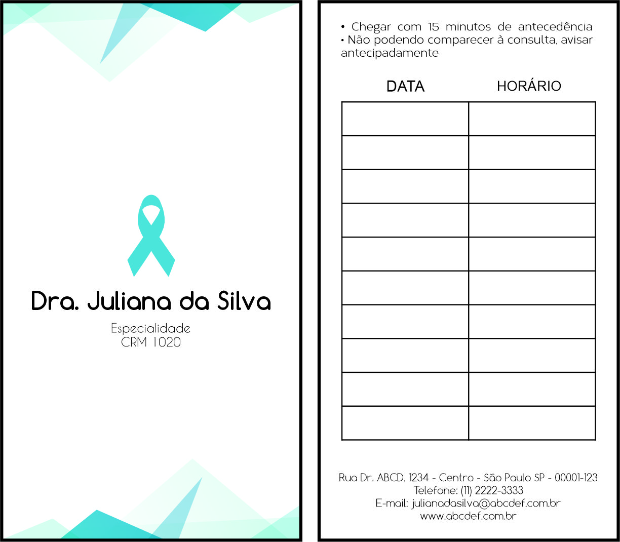 Cartão de Agendamento Oncologia Kobe