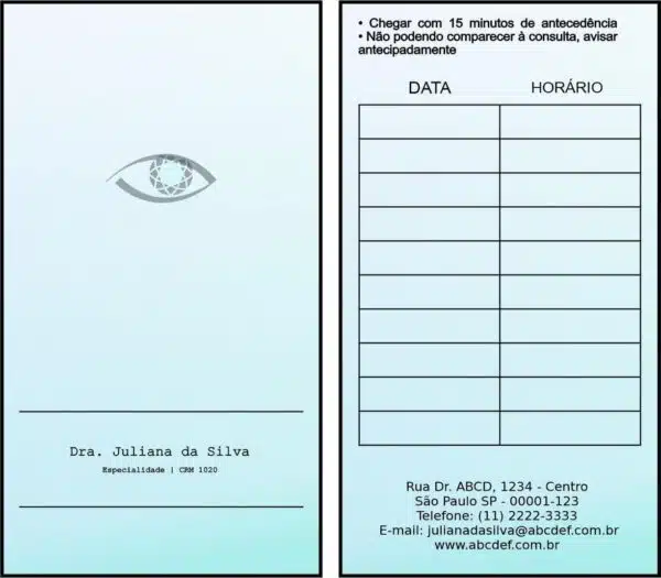 Cartão de Agendamento Oftalmologia Kiruna