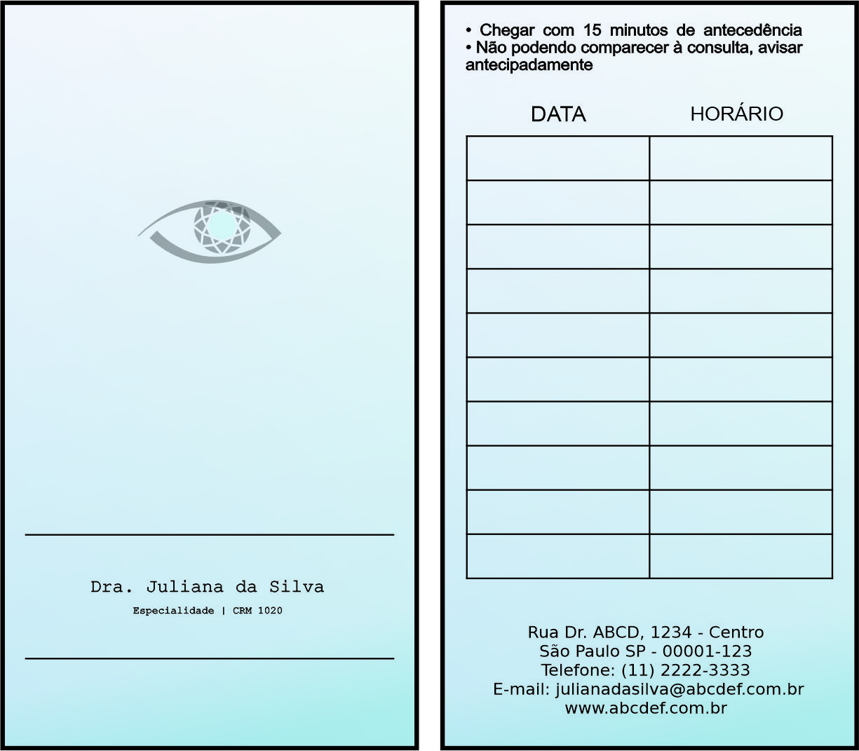 Cartão de Agendamento Oftalmologia Kiruna