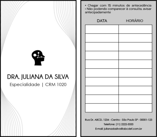 Cartão de Agendamento Otorrinolaringologia Valencia Cartão de Agendamento Otorrinolaringologia Valencia