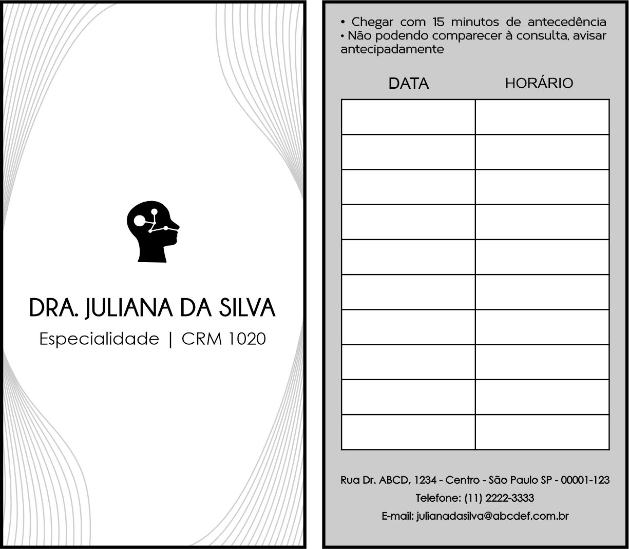 Cartão de Agendamento Otorrinolaringologia Valencia