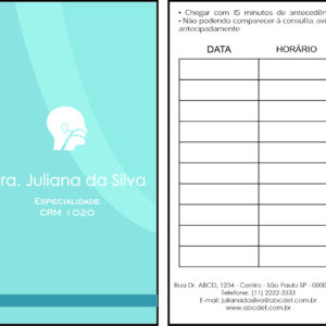 Cartão de Agendamento Otorrinolaringologia Madrid