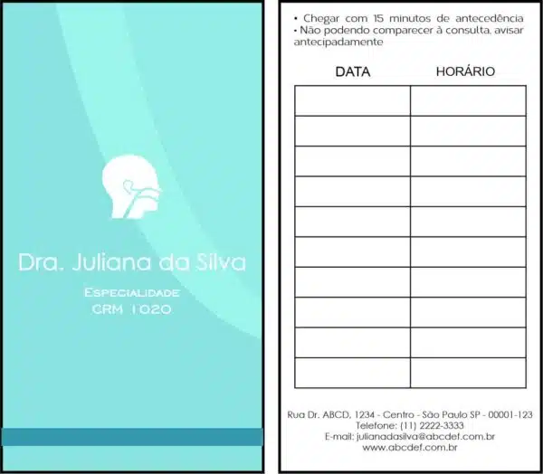 Cartão de Agendamento Otorrinolaringologia Madrid Cartão de Agendamento Otorrinolaringologia Madrid