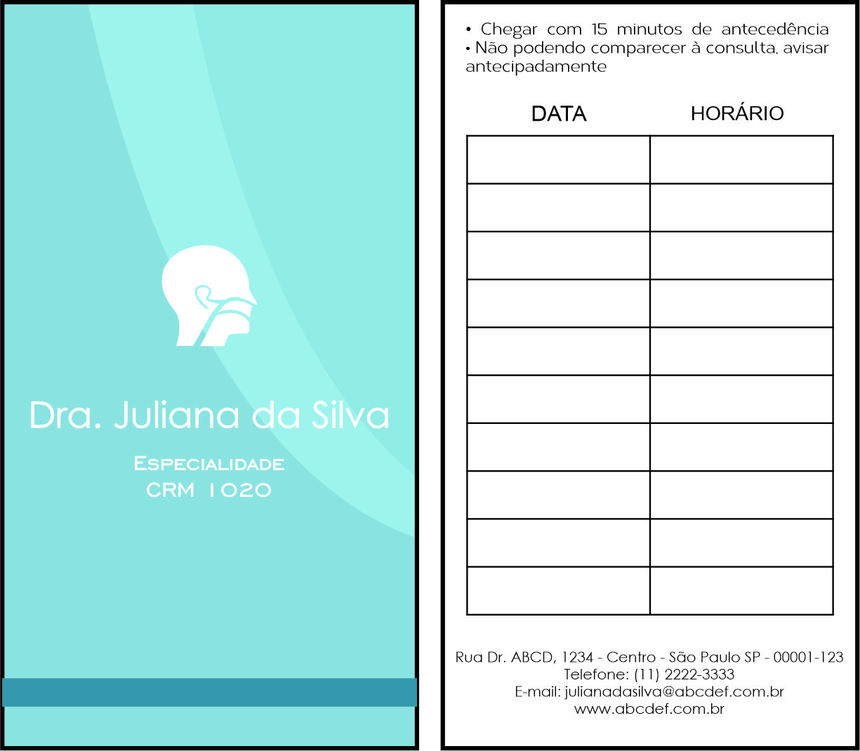 Cartão de Agendamento Otorrinolaringologia Madrid