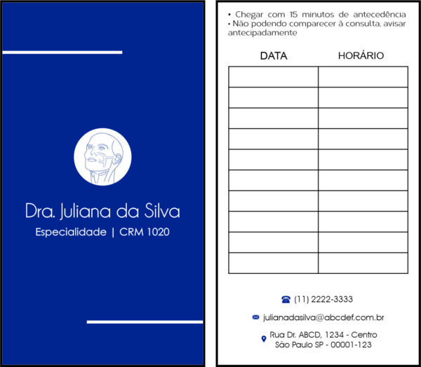 Cartão de Agendamento Otorrinolaringologia Barcelona Cartão de Agendamento Otorrinolaringologia Barcelona