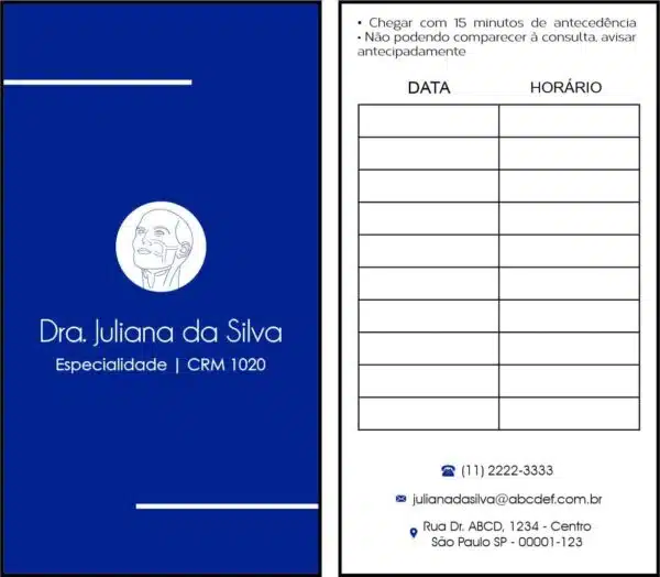 Cartão de Agendamento Otorrinolaringologia Barcelona