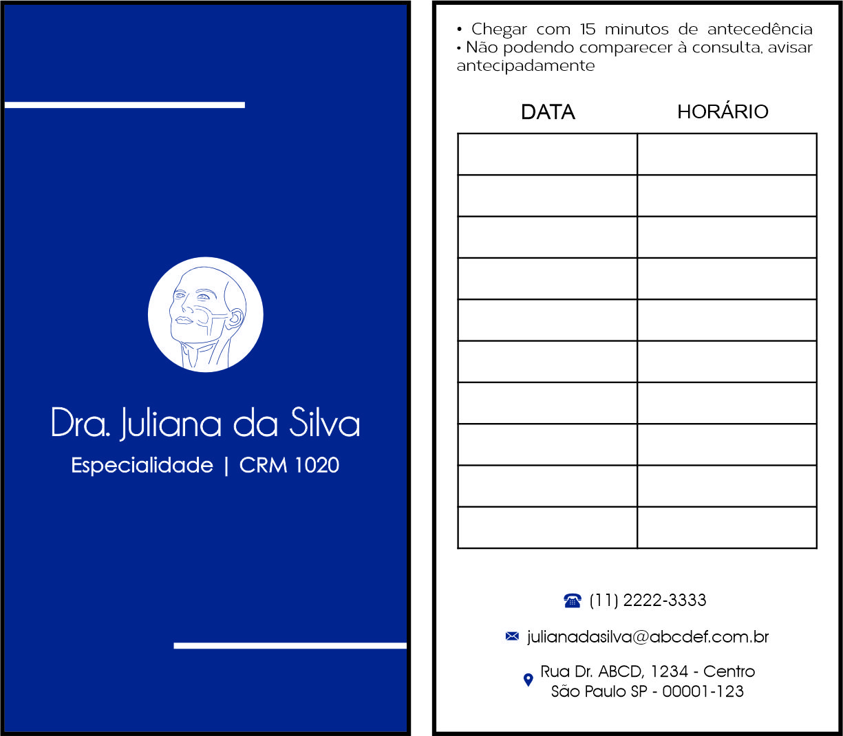 Cartão de Agendamento Otorrinolaringologia Barcelona