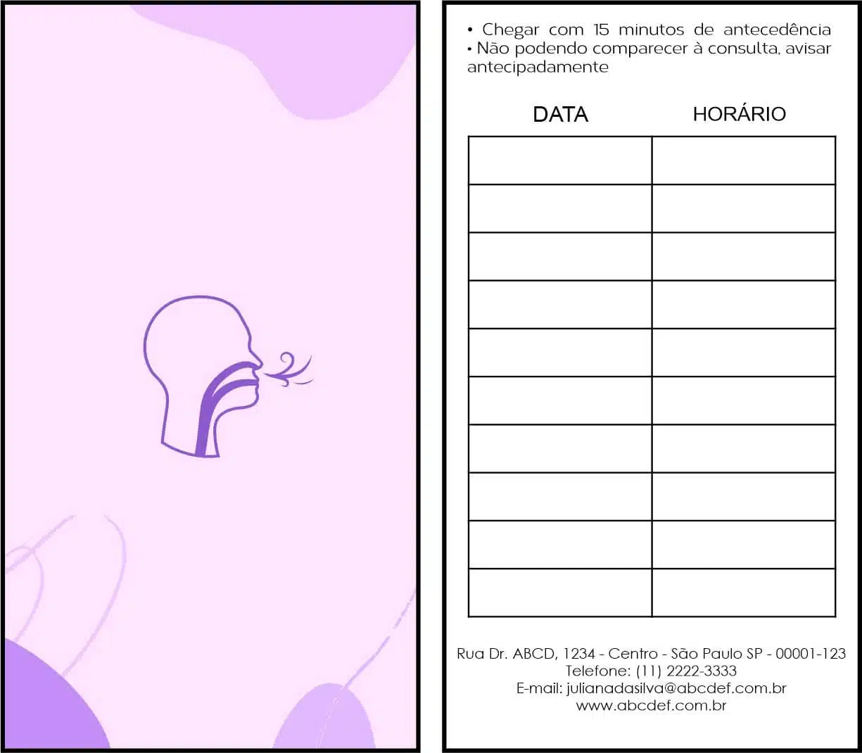 Cartão de Agendamento Pula