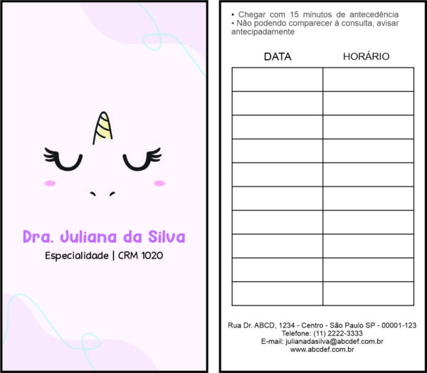 Cartão de Agendamento Pediatra Moszna Cartão de Agendamento Pediatra Moszna