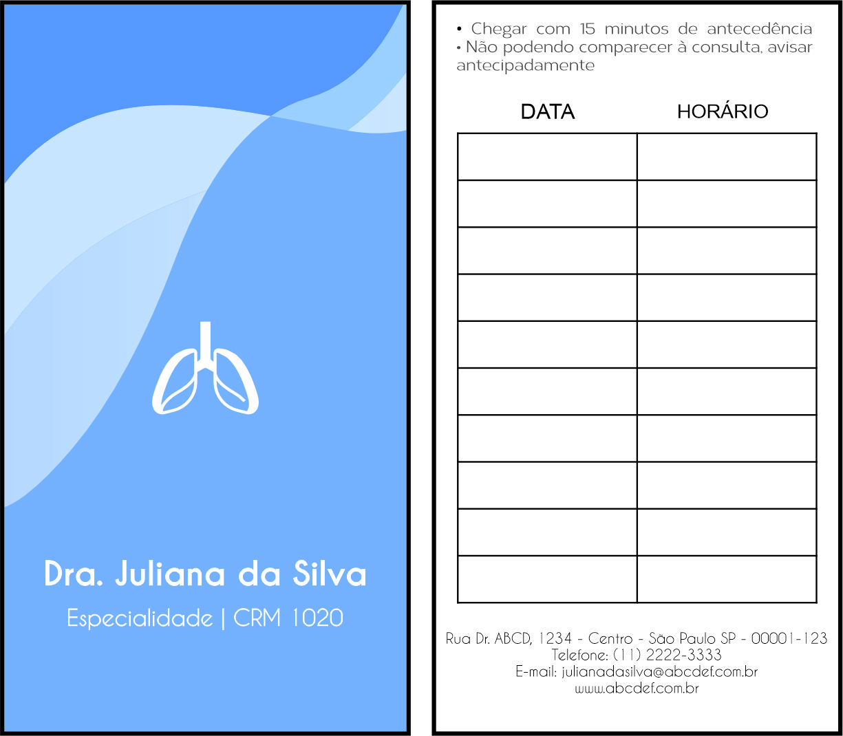 Cartão de Agendamento Pneumologia Horsens