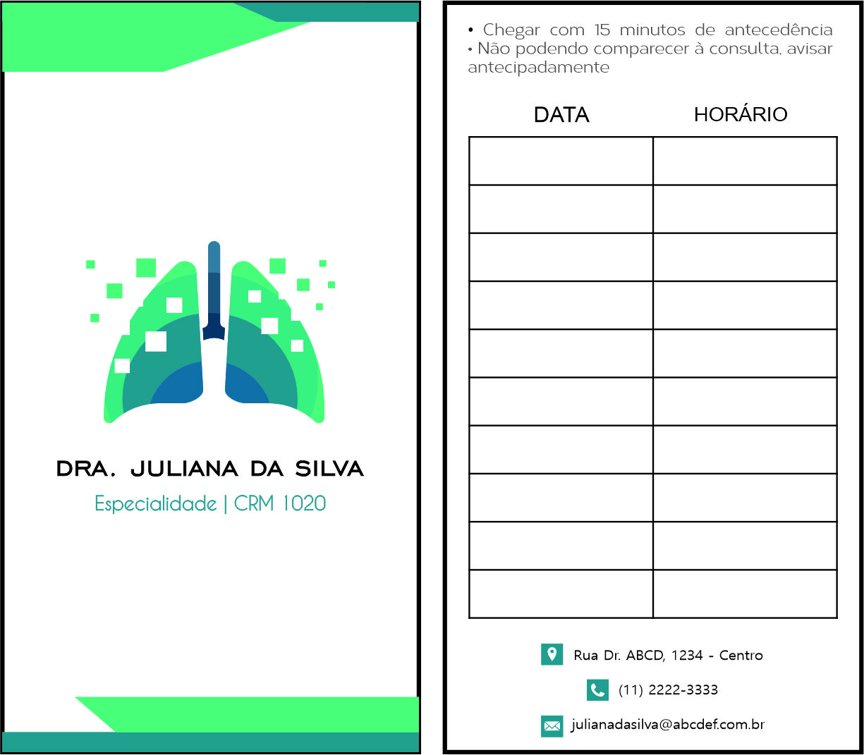 Cartão de Agendamento Pneumologia Vodskov