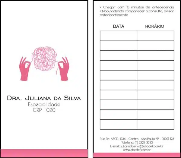 Cartão de Agendamento Psicológico Dresden