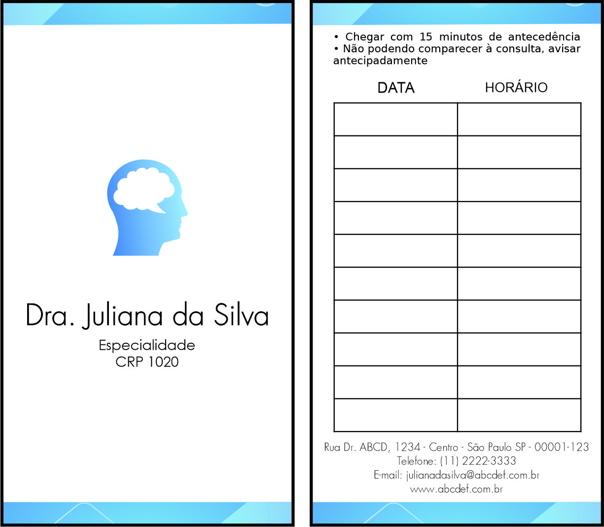 Cartão de Agendamento Psicológico Nuremberg