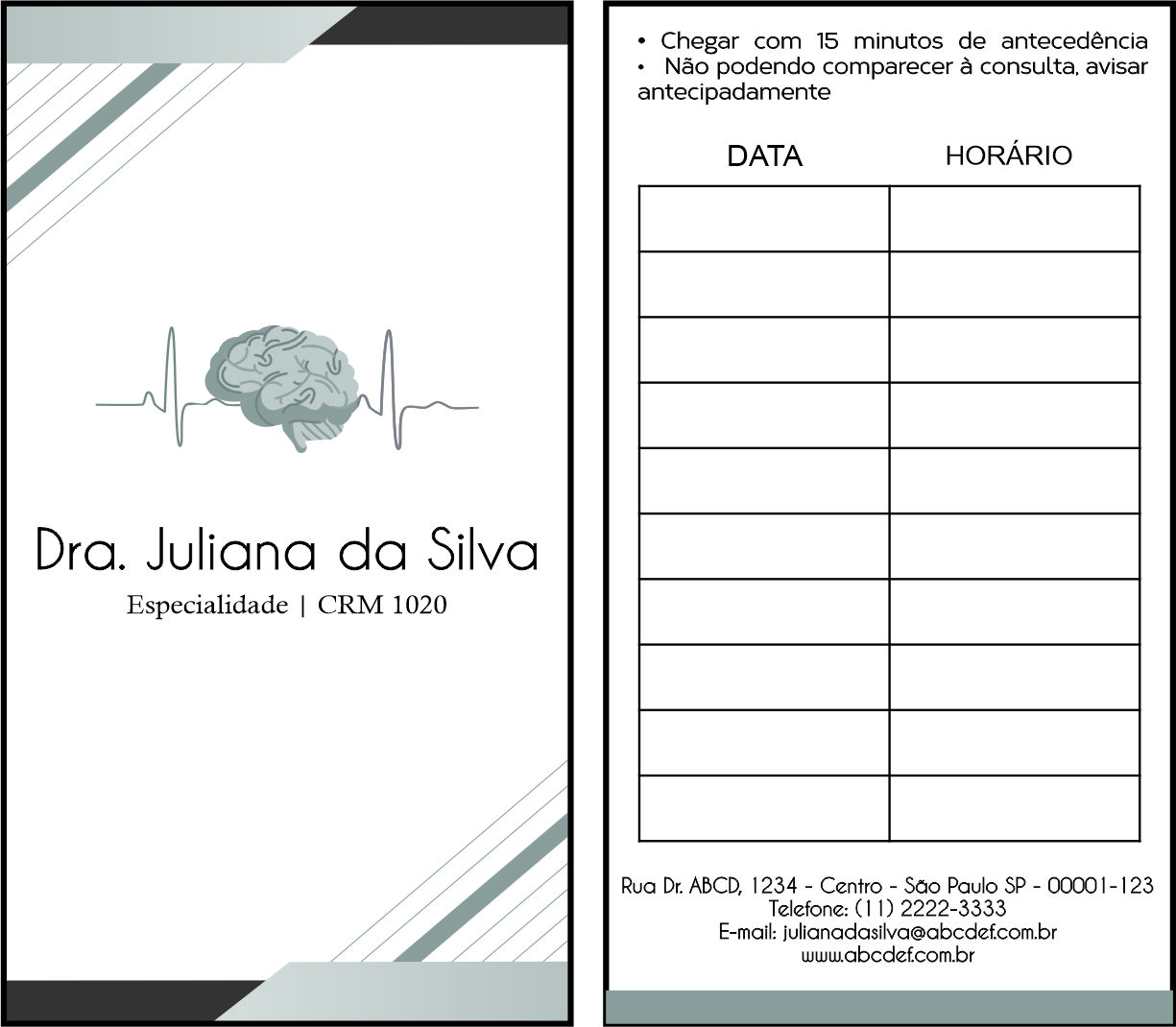 Cartão de Agendamento Psicologia Kiel