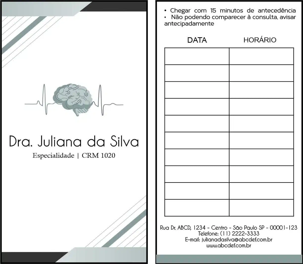 Cartão de Agendamento Psicologia Kiel