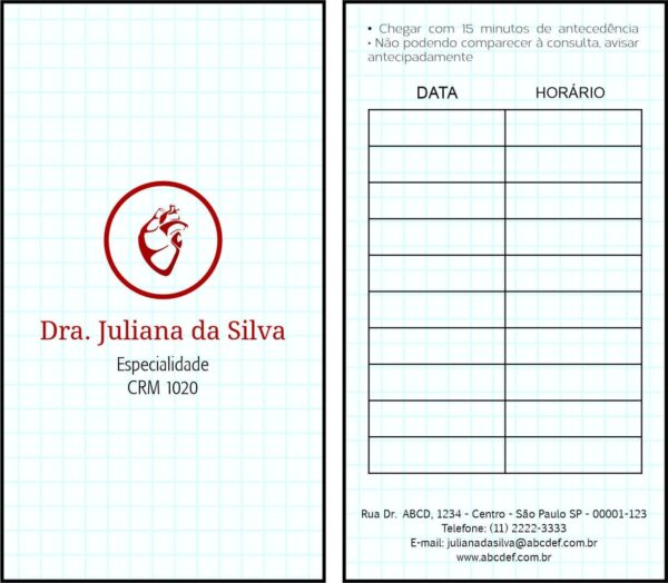 Cartão de Agendamento Cardiologista Eindhoven