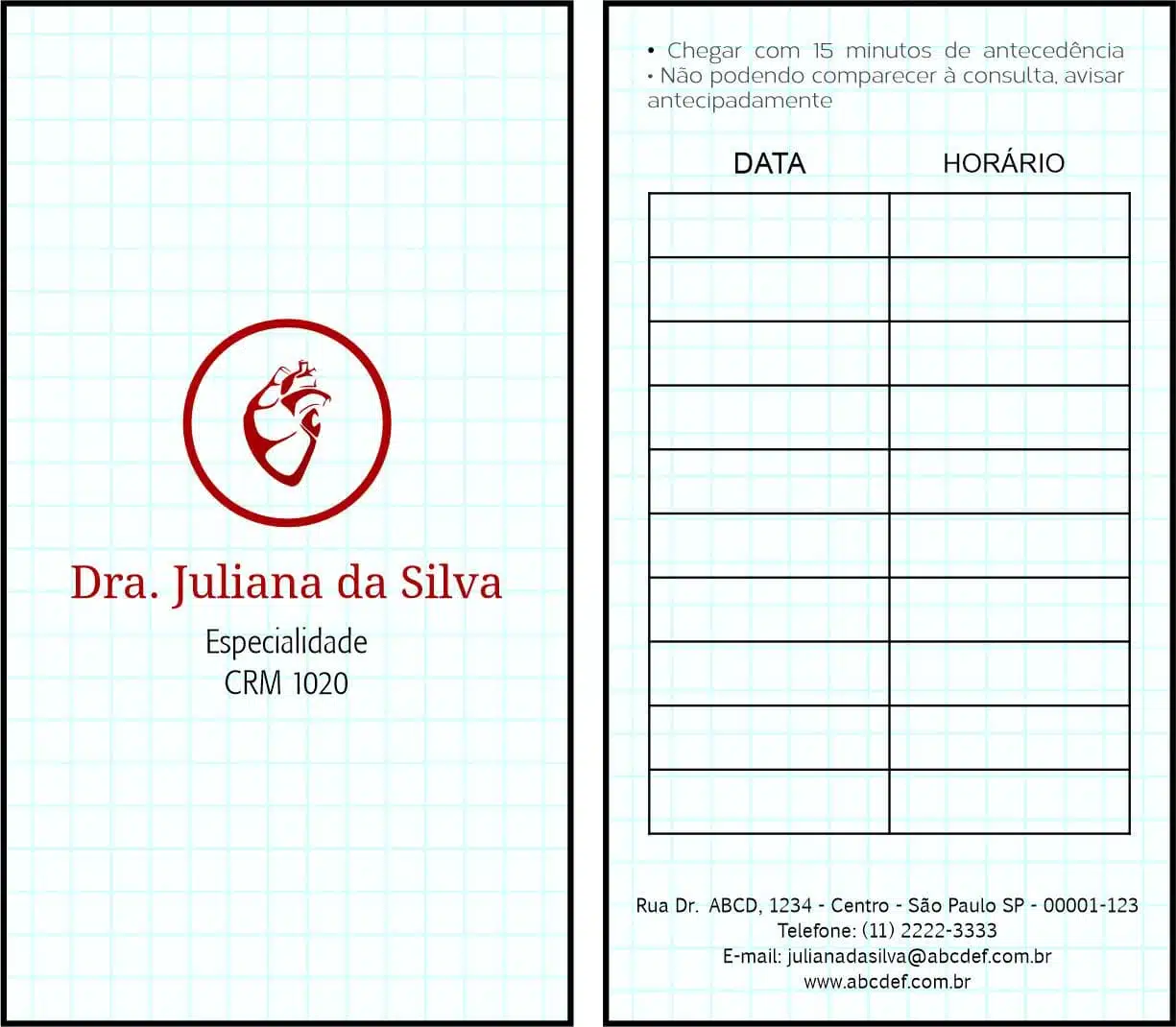 Cartão de Agendamento Cardiologista Eindhoven