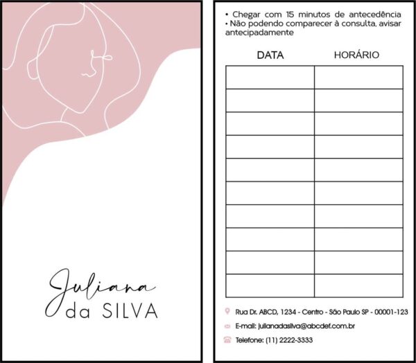 Cartão de Agendamento Dermatologista Derby