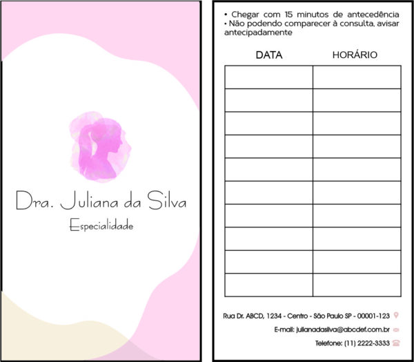 Cartão de Agendamento Dermatologista Bath Cartão de Agendamento Dermatologista Bath