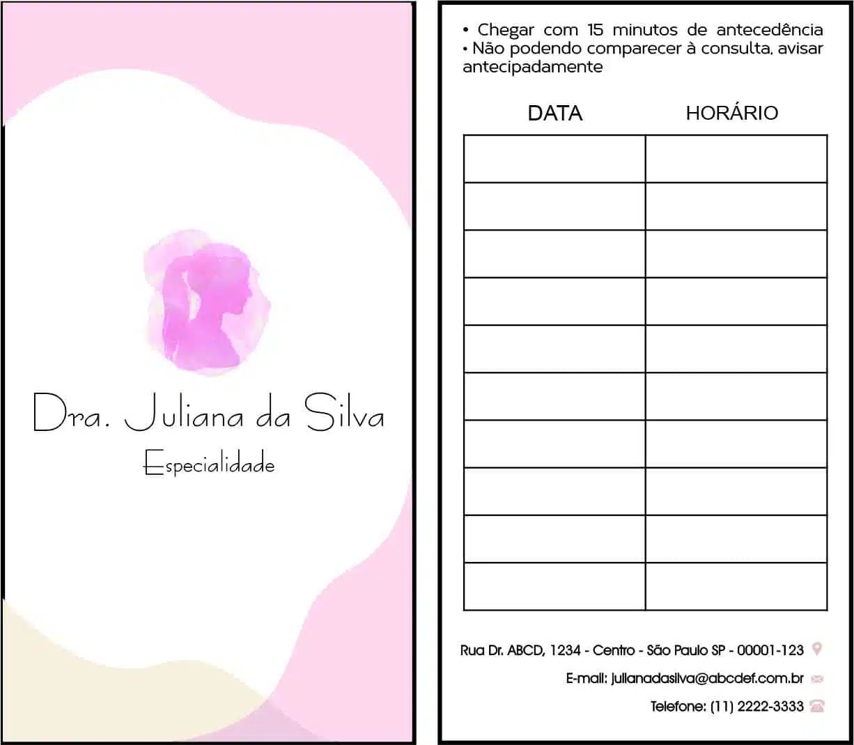 Cartão de Agendamento Dermatologista Bath