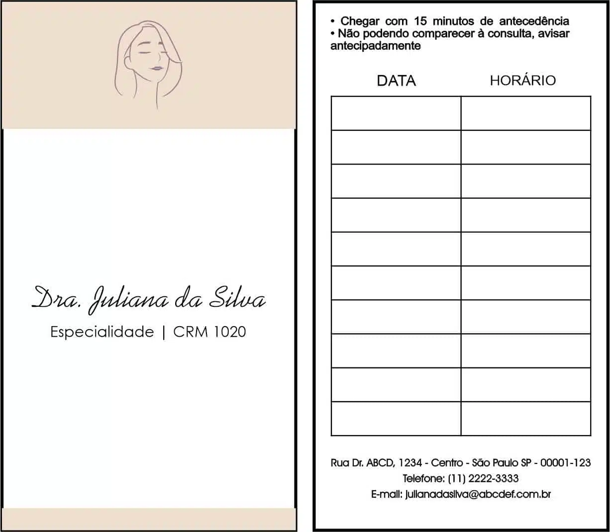 Cartão de Agendamento Dermatologista Leeds
