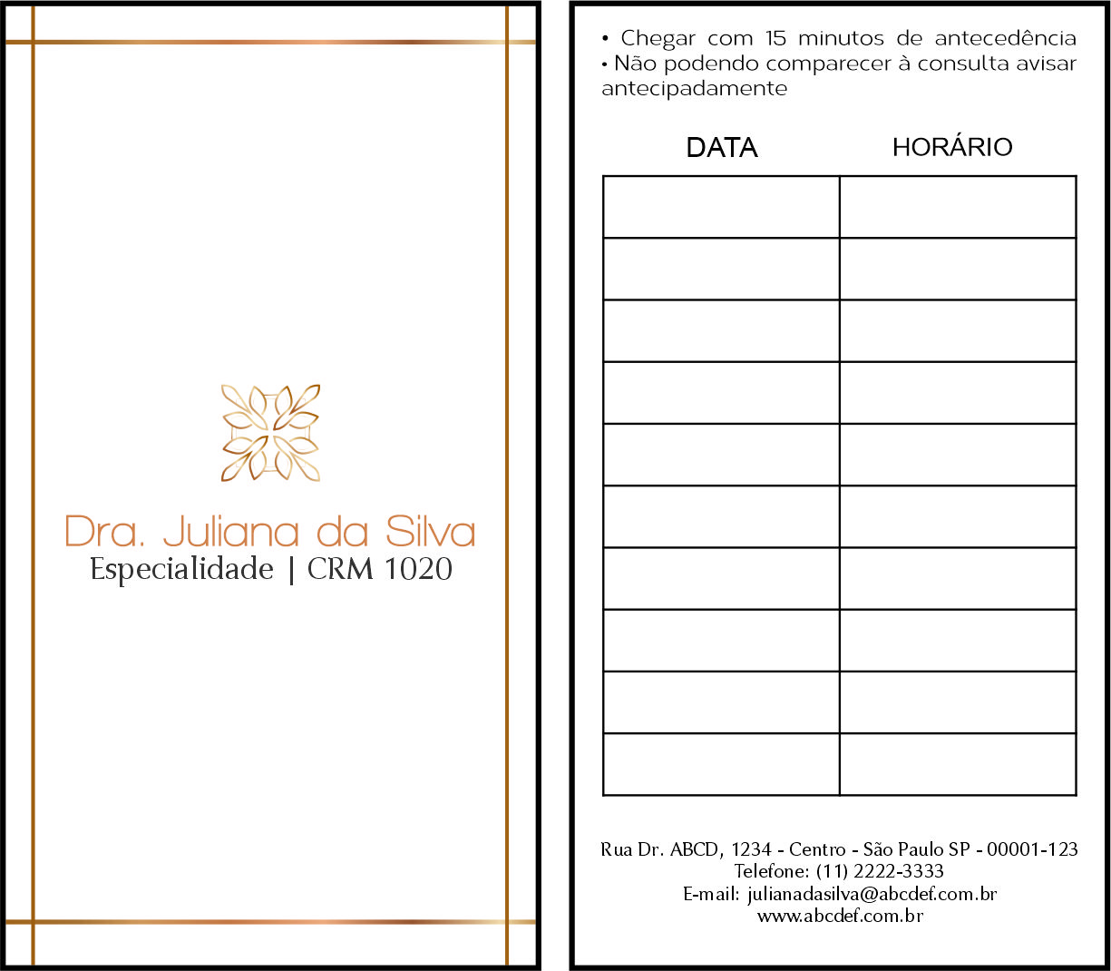 Cartão de Agendamento Dermatologista Chester