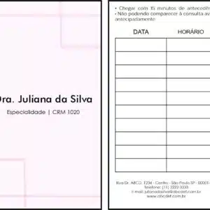 Cartão de Agendamento Dermatologista Ripon