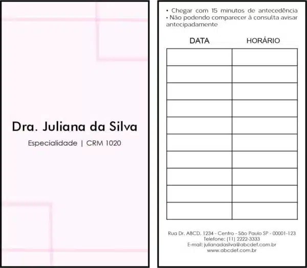 Cartão de Agendamento Dermatologista Ripon Cartão de Agendamento Dermatologista Ripon