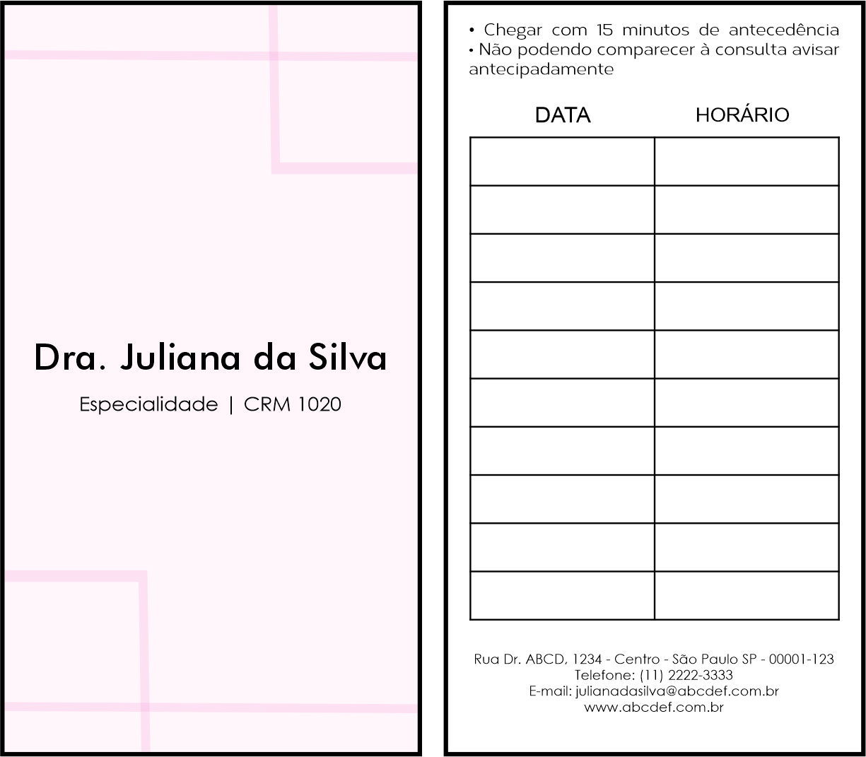 Cartão de Agendamento Dermatologista Ripon