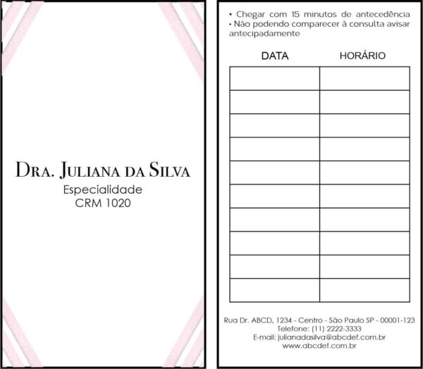 Cartão de Agendamento Dermatologista Burford