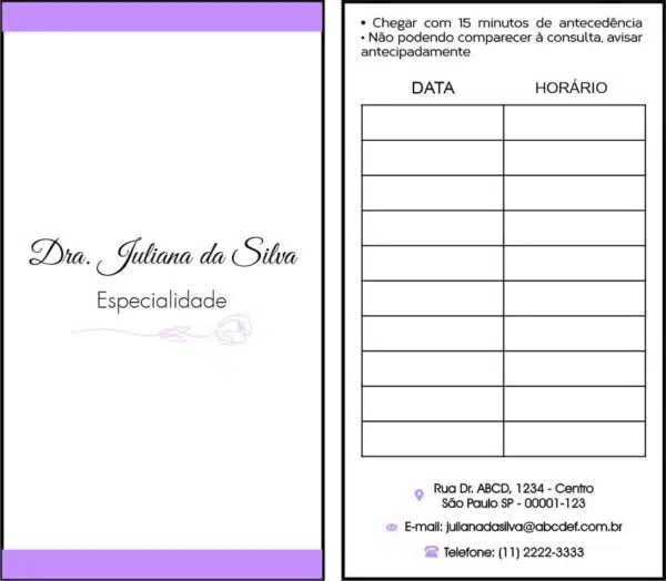 Cartão de Agendamento Dermatologista Liverpool