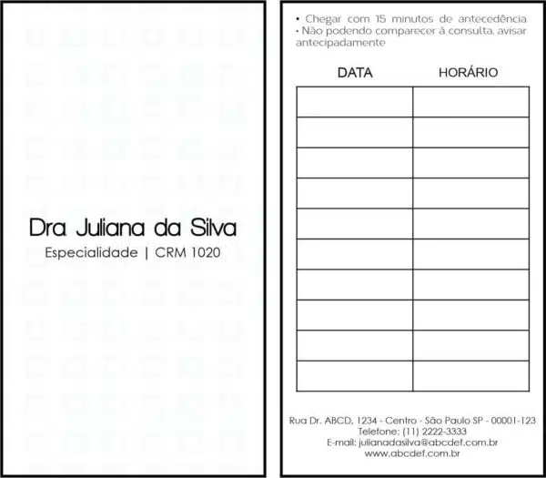 Cartão de Agendamento Clínica Geral Heliópolis